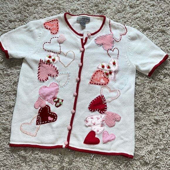 Vintage Designers Originals Studio embroidered hearts, Valentines cardigan, shor - Picture 1 of 12